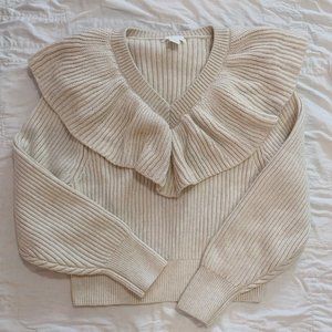 H&M Ivory Ruffled Sweater
